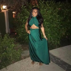 Lulus Teal Floor Length Dress